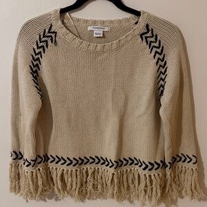 Glamorous Beige Sweater with Black Chevron Accents